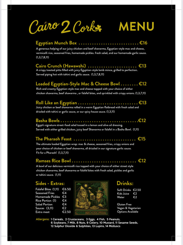 Cairo 2 Cork menu